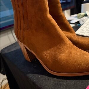 Imily bela women’s ankle boots pointed toe chunky stack mid heeled Booties